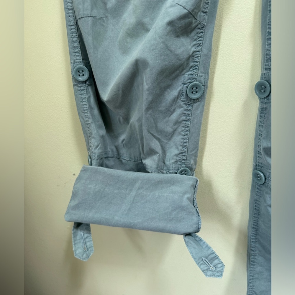 Old Navy Y2K Cargo RollUp Tab 8 Straight Leg Cotton Utility Pant Capri Zip Light - Picture 8 of 16
